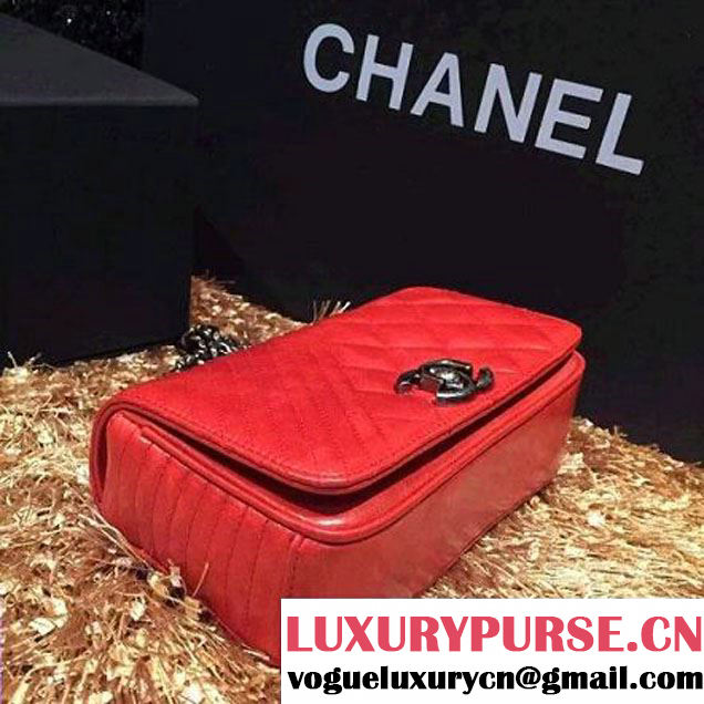 Chanel A92796 Wax Red Lambskin Flap Bag SS2015  (KS-063006 )
