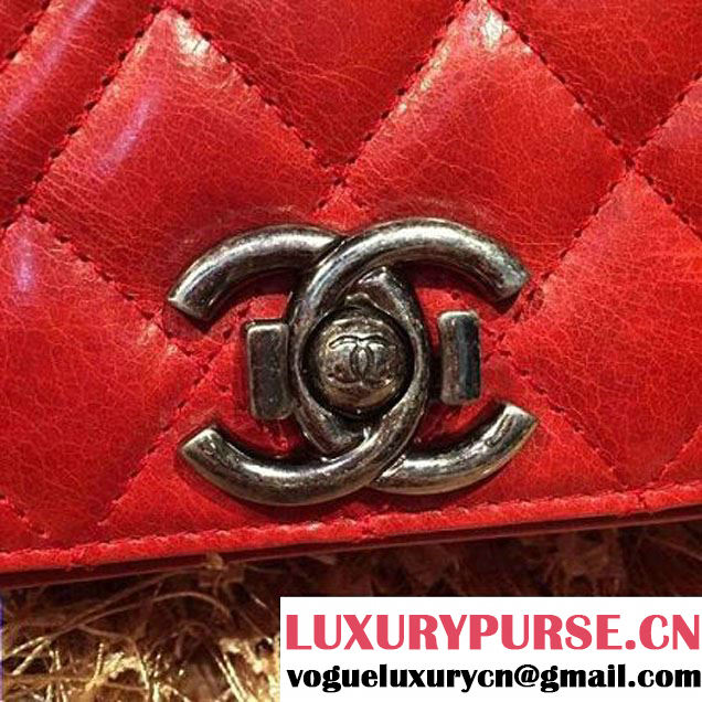 Chanel A92796 Wax Red Lambskin Flap Bag SS2015  (KS-063006 )
