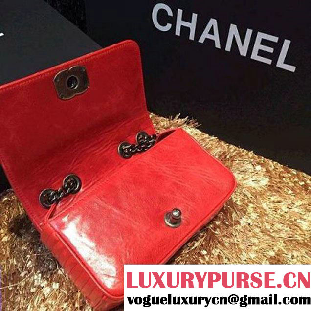 Chanel A92796 Wax Red Lambskin Flap Bag SS2015  (KS-063006 )