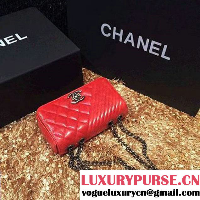 Chanel A92796 Wax Red Lambskin Flap Bag SS2015  (KS-063006 )
