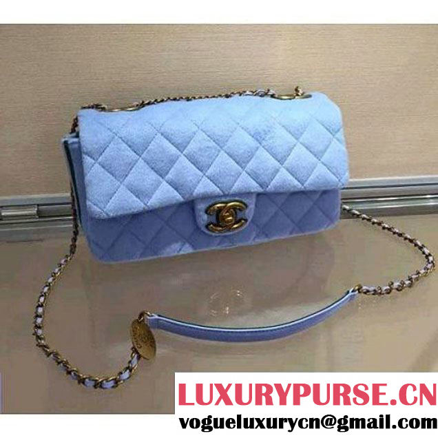 Chanel Felt and Grosgrain Flap Bag in Blue A92968 Paris-Salzburg 2014/15 (2b019-070368 )