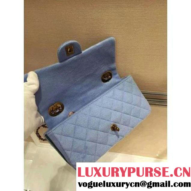 Chanel Felt and Grosgrain Flap Bag in Blue A92968 Paris-Salzburg 2014/15 (2b019-070368 )