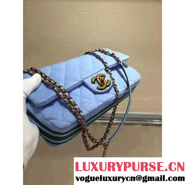 Chanel Felt and Grosgrain Flap Bag in Blue A92968 Paris-Salzburg 2014/15 (2b019-070368 )