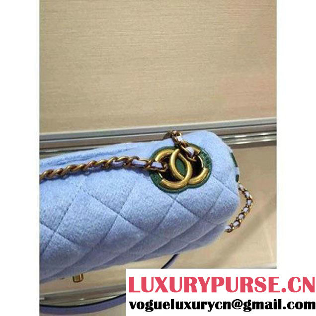 Chanel Felt and Grosgrain Flap Bag in Blue A92968 Paris-Salzburg 2014/15 (2b019-070368 )