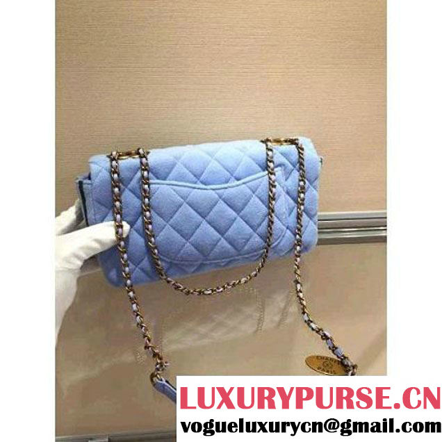 Chanel Felt and Grosgrain Flap Bag in Blue A92968 Paris-Salzburg 2014/15 (2b019-070368 )