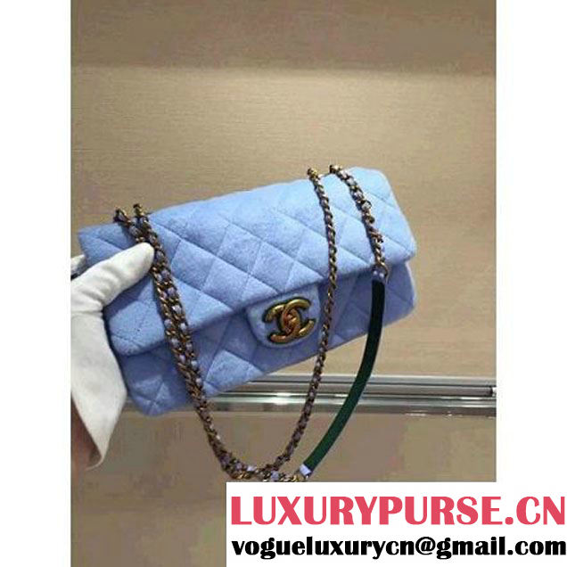 Chanel Felt and Grosgrain Flap Bag in Blue A92968 Paris-Salzburg 2014/15 (2b019-070368 )