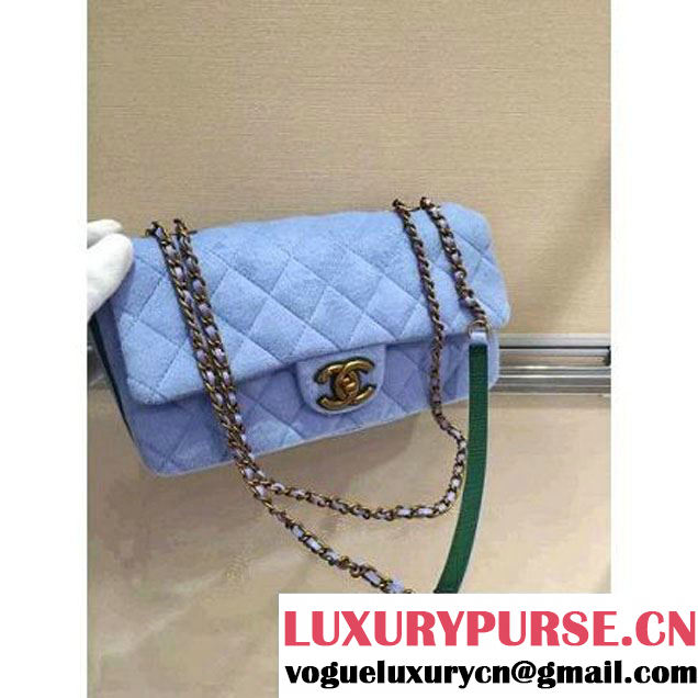 Chanel Felt and Grosgrain Flap Bag in Blue A92968 Paris-Salzburg 2014/15 (2b019-070368 )
