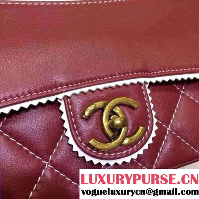 Chanel Red Cloth Grain Calfskin Flap Bag Embellished with Tassels Fall 2015  (2a046-071321 )