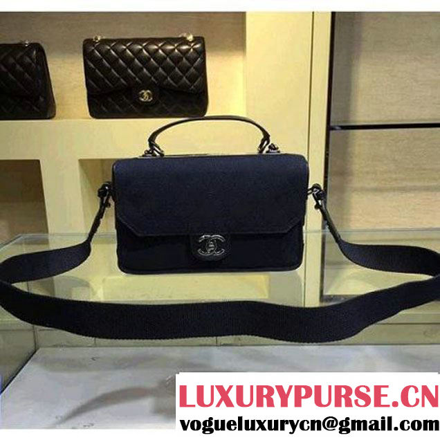 Chanel Fabric Flap Bag with Shoulder Strap in Black A92935 Paris-Salzburg 2014/15 (2a143-071601 )