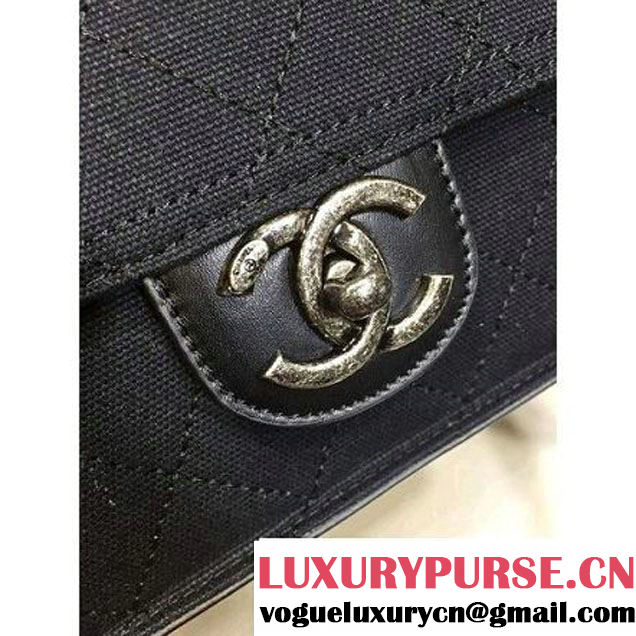 Chanel Fabric Flap Bag with Shoulder Strap in Black A92935 Paris-Salzburg 2014/15 (2a143-071601 )