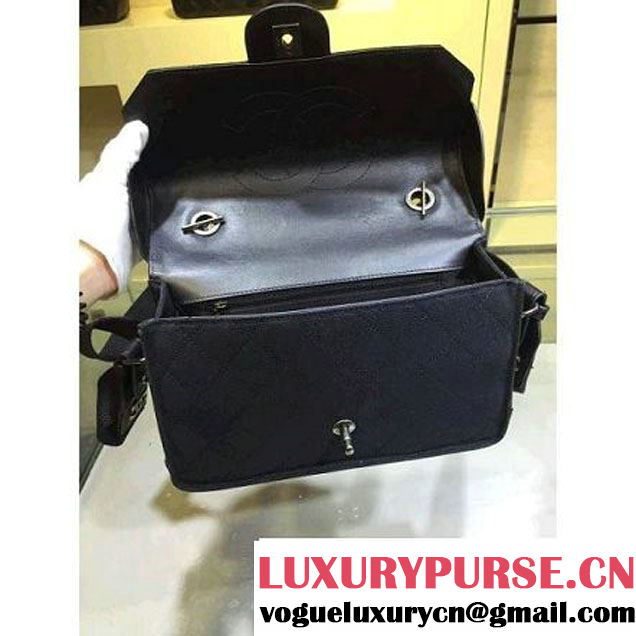 Chanel Fabric Flap Bag with Shoulder Strap in Black A92935 Paris-Salzburg 2014/15 (2a143-071601 )