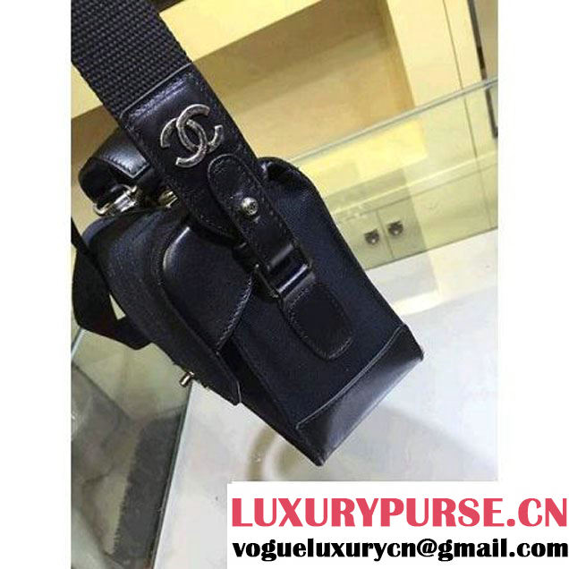 Chanel Fabric Flap Bag with Shoulder Strap in Black A92935 Paris-Salzburg 2014/15 (2a143-071601 )