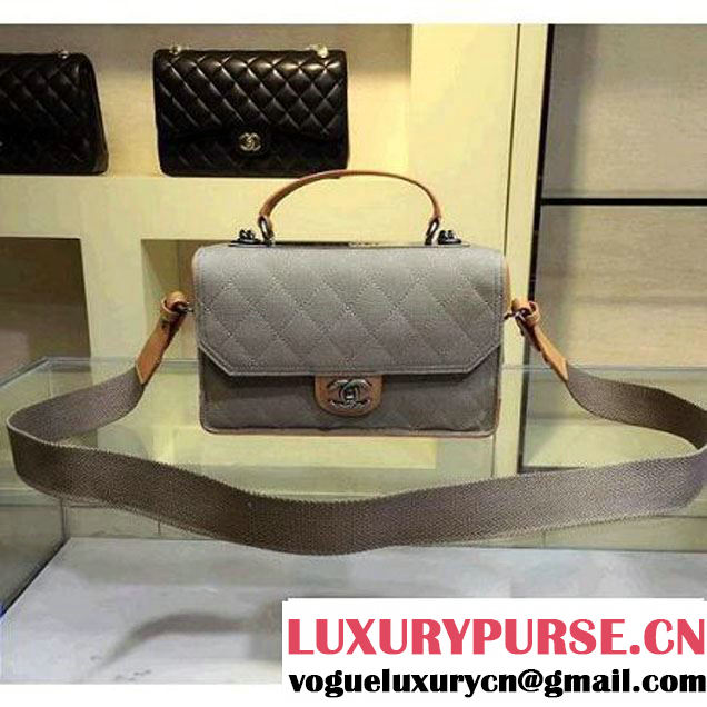 Chanel Fabric Flap Bag with Shoulder Strap in Grey A92935 Paris-Salzburg 2014/15 (2a143-071602 )