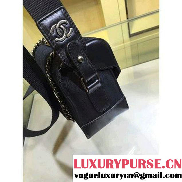 Chanel Small Fabric Flap Bag with Shoulder Strap in Black A92934 Paris-Salzburg 2014/15 (2a143-071603 )