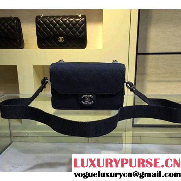 Chanel Small Fabric Flap Bag with Shoulder Strap in Black A92934 Paris-Salzburg 2014/15 (2a143-071603 )