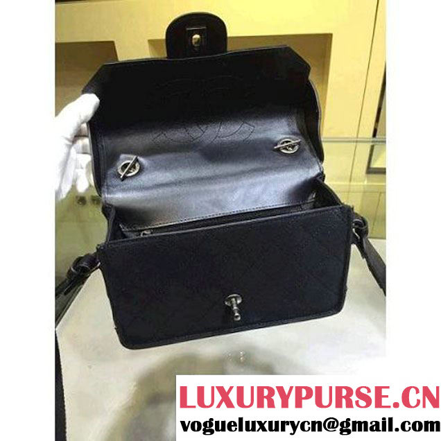 Chanel Small Fabric Flap Bag with Shoulder Strap in Black A92934 Paris-Salzburg 2014/15 (2a143-071603 )