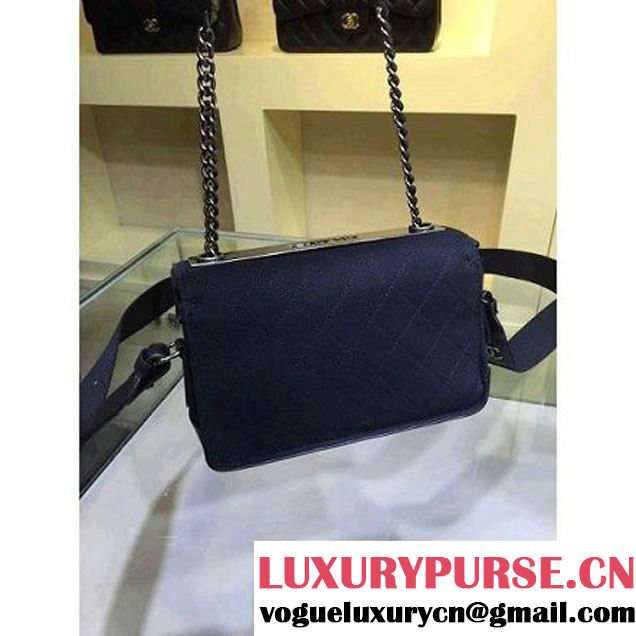 Chanel Small Fabric Flap Bag with Shoulder Strap in Black A92934 Paris-Salzburg 2014/15 (2a143-071603 )