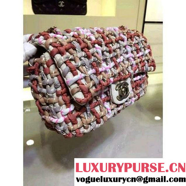 Chanel twisted Fabric Flap Bag with Pompoms A94170 2015 (2a143-071606 )