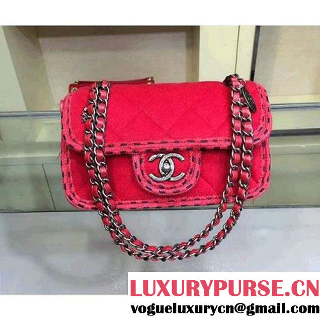 Chanel Small Wool Flap Bag Embellished With A Braid And An Edelweiss Red Paris-Salzburg 2014/15 (2A143-072304 )