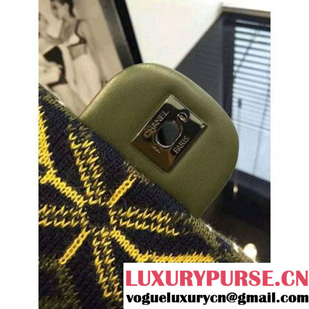 Chanel Cashmere Flap Bag Army Green Paris-Salzburg 2014/15 (2a046-072504 )