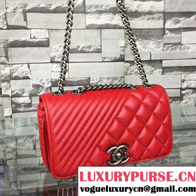 Chanel A92796 Red Lambskin Flap Bag SS2015 (2A058-072801 )