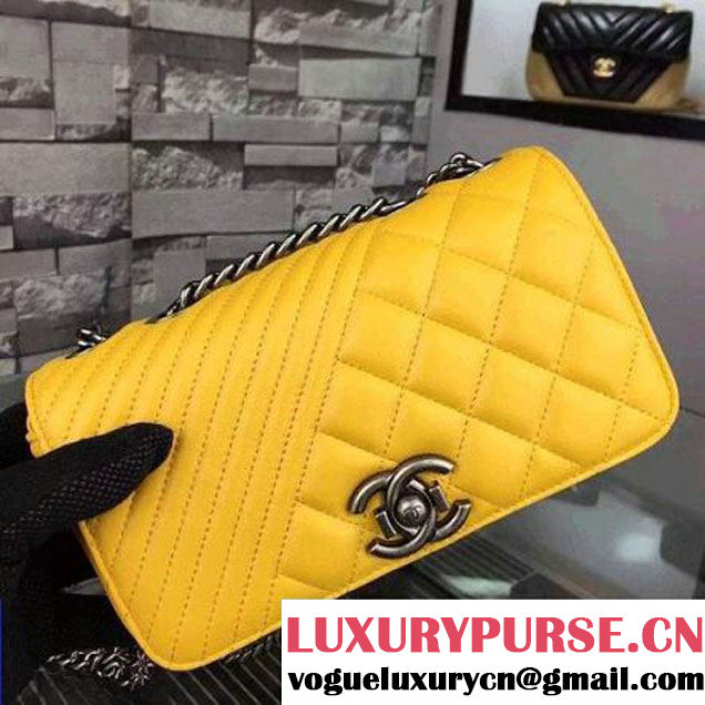 Chanel A92796 Yellow Lambskin Flap Bag SS2015 (2A058-072802 )