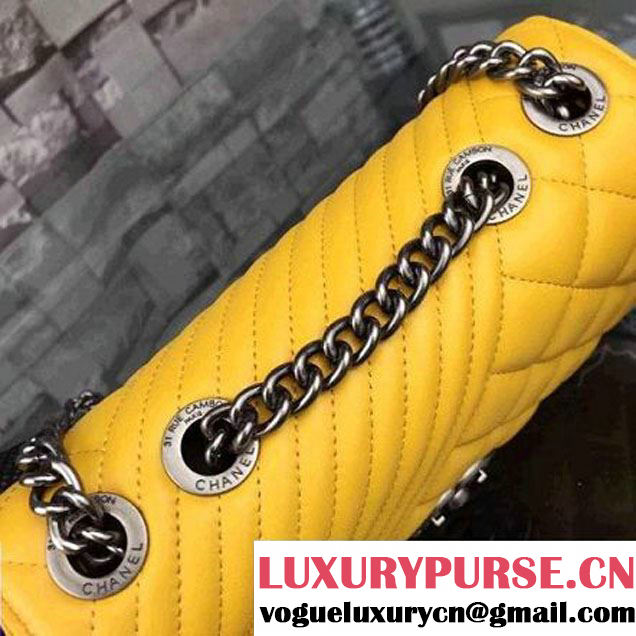 Chanel A92796  Yellow Lambskin Flap Bag  SS2015 (2A058-072802 )