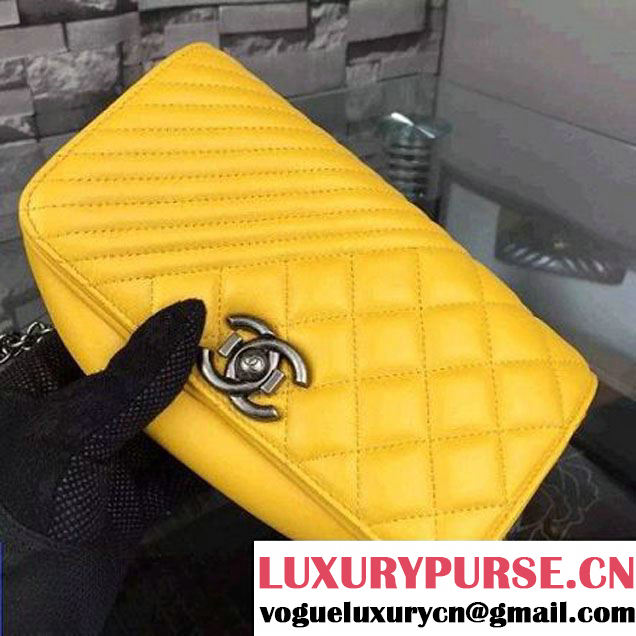 Chanel A92796  Yellow Lambskin Flap Bag  SS2015 (2A058-072802 )