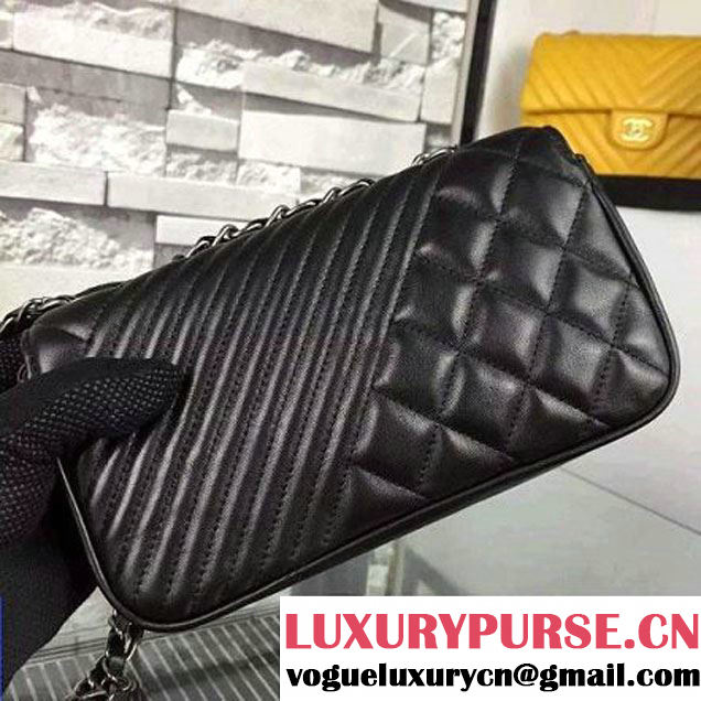 Chanel A92796 Black Lambskin Flap Bag  SS2015 (2A058-072803 )