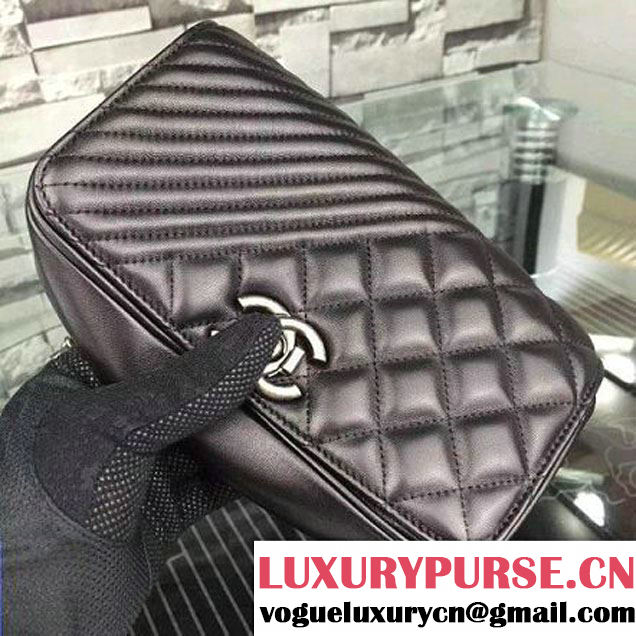Chanel A92796 Black Lambskin Flap Bag  SS2015 (2A058-072803 )