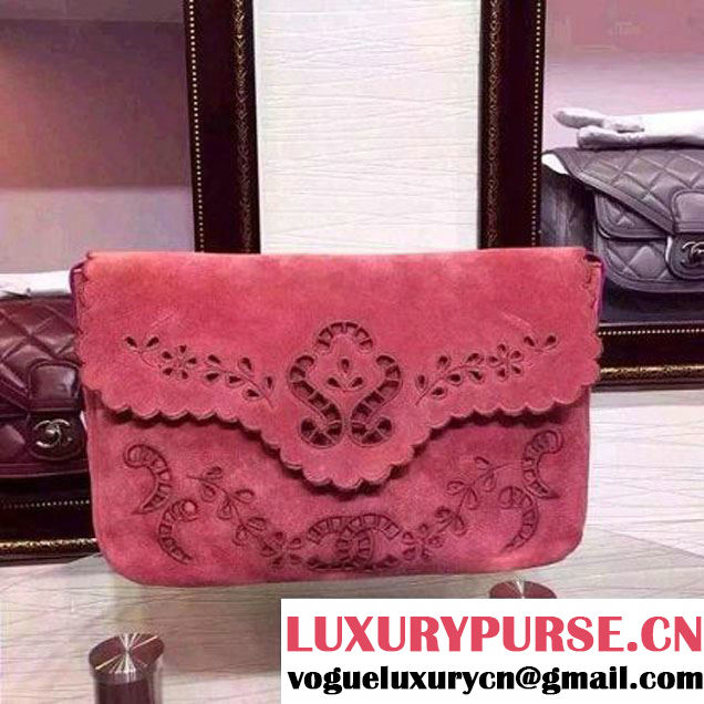 Chanel A96503 Embroidered Velvet Calfskin Messenger Bag Rosy SS2015 (HDD-080101 )