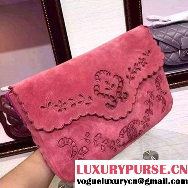Chanel A96503 Embroidered Velvet Calfskin Messenger Bag Rosy SS2015 (HDD-080101 )