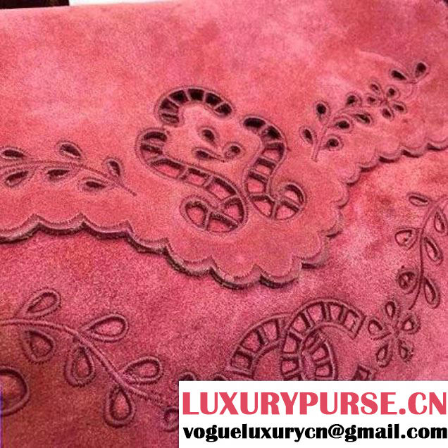 Chanel A96503 Embroidered Velvet Calfskin Messenger Bag Rosy SS2015 (HDD-080101 )