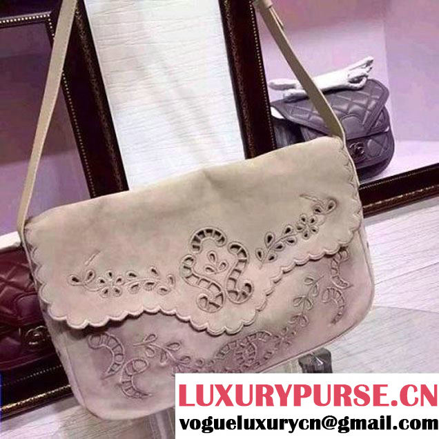 Chanel A96503 Embroidered Velvet Calfskin Messenger Bag Grey SS2015 (HDD-080102 )
