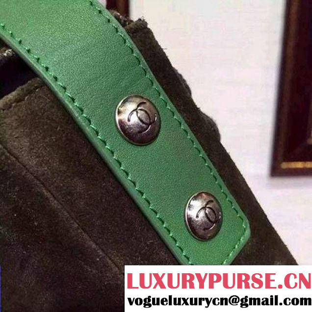 Chanel A96503 Embroidered Velvet Calfskin Messenger Bag Green SS2015 (HDD-080103 )