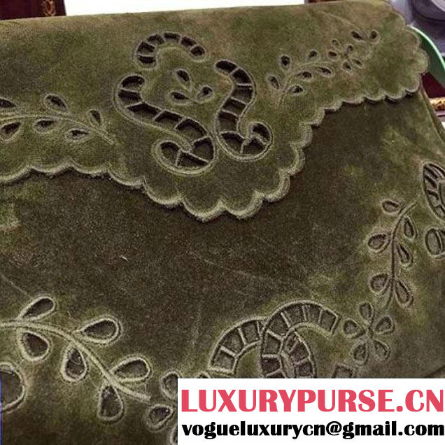 Chanel A96503 Embroidered Velvet Calfskin Messenger Bag Green SS2015 (HDD-080103 )
