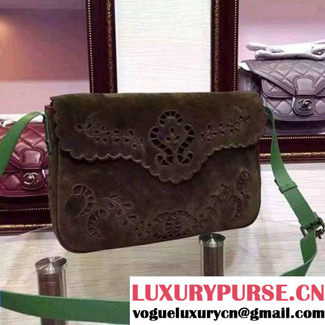 Chanel A96503 Embroidered Velvet Calfskin Messenger Bag Green SS2015 (HDD-080103 )