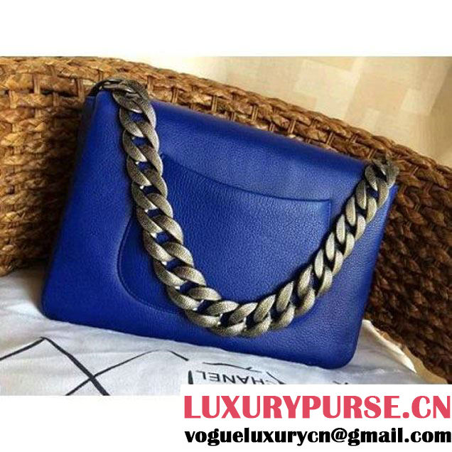 Chanel Flap Bag With A CC signature In Royal Blue (1a086-081403 )