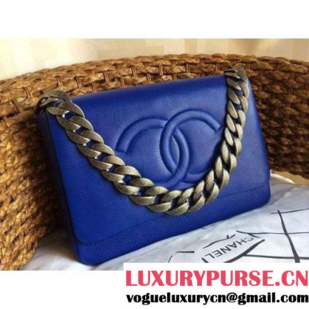 Chanel Flap Bag With A CC signature In Royal Blue (1a086-081403 )