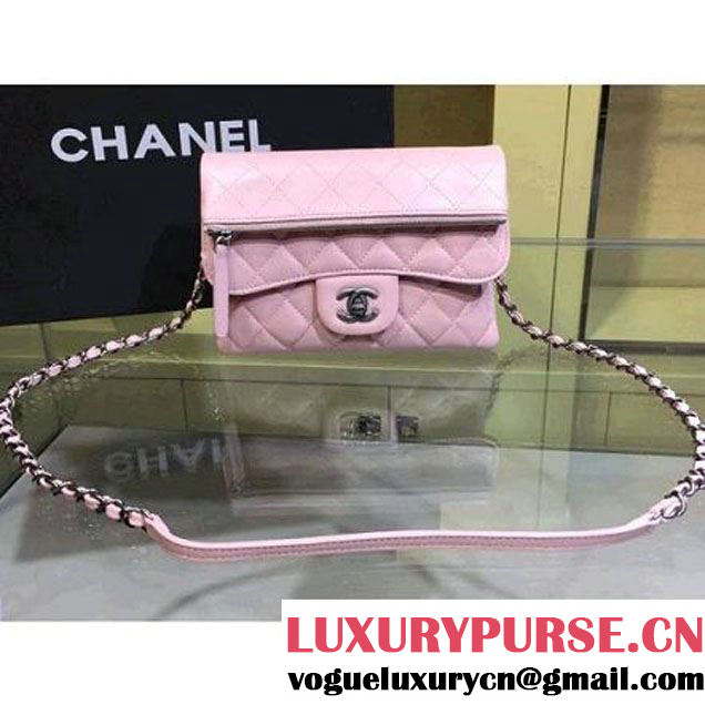 Chanel Pink Lambskin Small Long Clutch Flap Bag Fall 2015 (2A143-082113 )