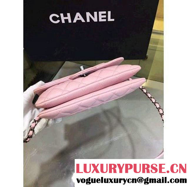 Chanel Pink Lambskin Small Long Clutch Flap Bag Fall 2015  (2A143-082113 )