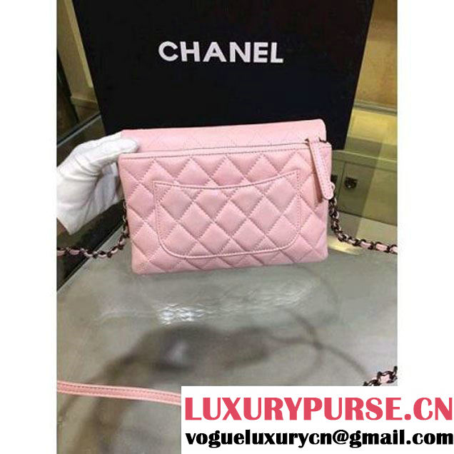 Chanel Pink Lambskin Small Long Clutch Flap Bag Fall 2015  (2A143-082113 )