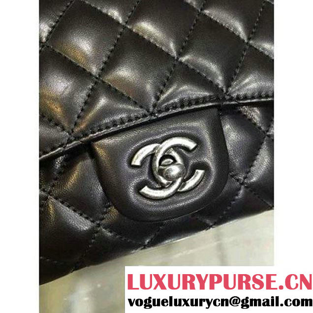 Chanel Black Lambskin Small Long Clutch Flap Bag Fall 2015  (2A143-082114 )