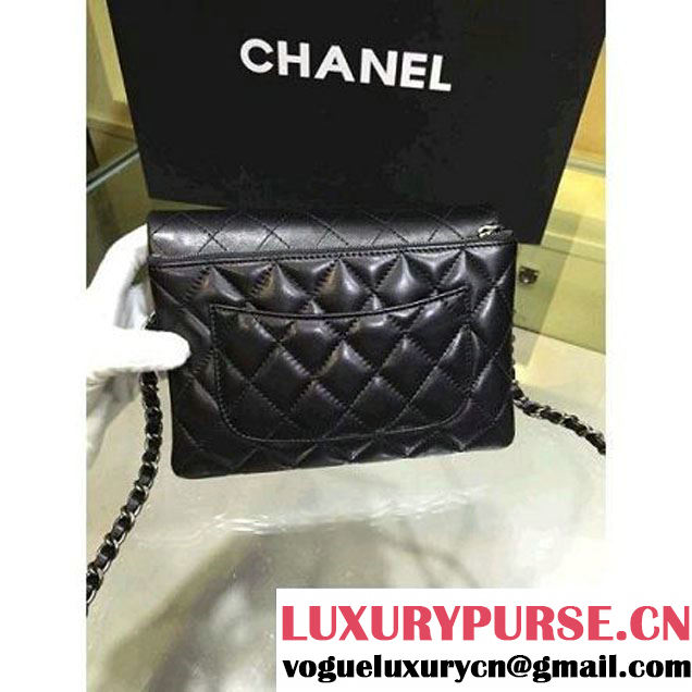 Chanel Black Lambskin Small Long Clutch Flap Bag Fall 2015  (2A143-082114 )