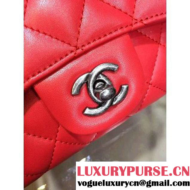 Chanel Red Lambskin Small Long Clutch Flap Bag Fall 2015  (2A143-082115 )