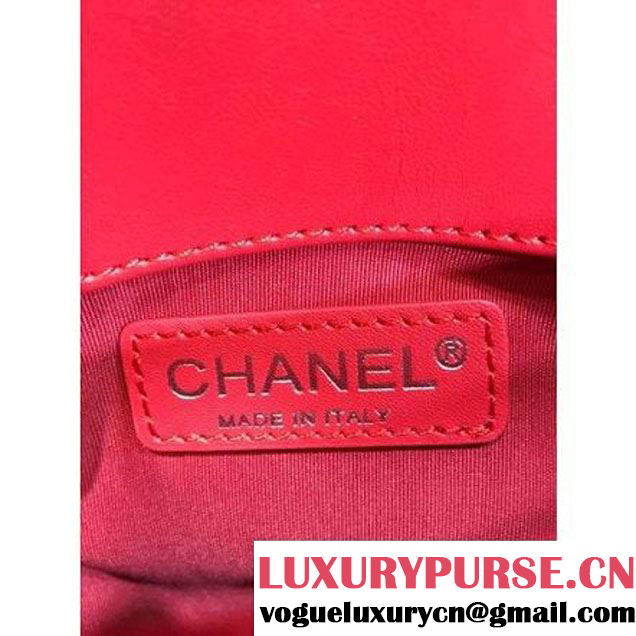 Chanel Red Lambskin Small Long Clutch Flap Bag Fall 2015  (2A143-082115 )