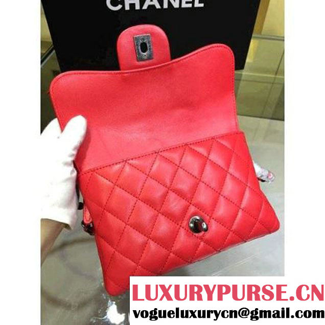 Chanel Red Lambskin Small Long Clutch Flap Bag Fall 2015  (2A143-082115 )