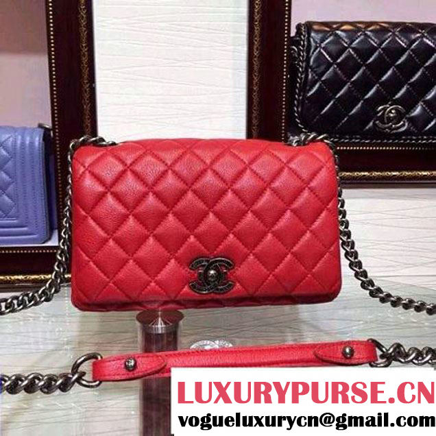 Chanel Goatskin Leather Flap Bag A93017 Red 2015 (2a136-090244 )