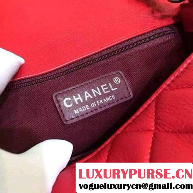 Chanel Goatskin Leather Flap Bag A93017 Red 2015 (2a136-090244 )