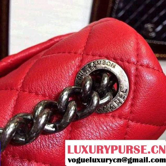 Chanel Goatskin Leather Flap Bag A93017 Red 2015 (2a136-090244 )